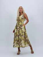 Rochie midi cu imprimeu floral și elastic în talie - imagine 5