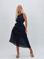 Rochie midi cu buline și cordon în talie - imagine 12