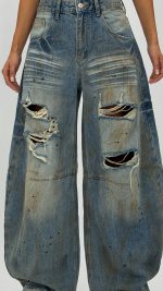 Jeans | Blug baggy cu rupturi - imagine 3