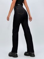 Jeans loose fit negru cu curea - imagine 4