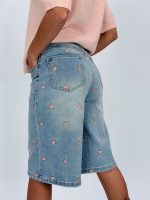 Jeans | Blug 3/4 cu broderie florală - imagine 6