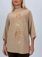 Pulover maletă cu model floral aplicat - imagine 5