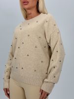 Pulover din tricot cu ștrasuri aplicate - imagine 6