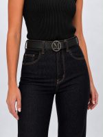 Jeans | Blug loose fit negru cu curea - imagine 4