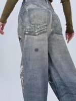 Jeans | Blug wide leg imprimat rupturi - imagine 6
