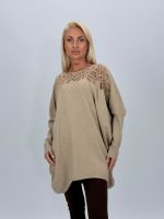 Pulover din tricot cu broderie tip mileu