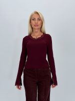 Bluză termică cu decolteu în V și dantelă - imagine 25