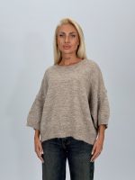 Pulover din lână oversized cu mânecă scurtă