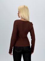 Pulover rigat cu butoni aurii - imagine 7