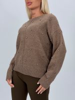 Pulover din tricot cu ștrasuri aplicate - imagine 9