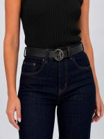 Jeans Blug loose fit indigo cu curea - imagine 4