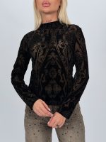Bluză cu model imprimat din catifea - imagine 11