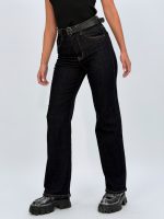 Jeans loose fit negru cu curea - imagine 3