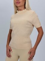 Pulover din tricot cu dantelă și mânecă scurtă - imagine 2