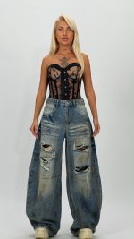 Jeans | Blug baggy cu rupturi