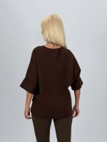 Pulover din tricot cu mânecă 3/4 și broderie - imagine 6