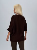 Pulover din tricot cu mânecă 3/4 și flori aplicate - imagine 9