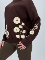 Pulover din tricot cu broderie florală - imagine 5