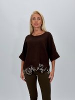 Pulover din tricot cu mânecă 3/4 și broderie - imagine 4