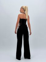 Jeans | Blug wide leg decupat accesorizat cu ștrasuri - imagine 5