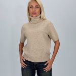 Pulover helancă din lână cu mânecă scurtă