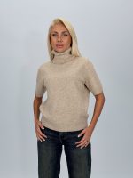 Pulover helancă din lână cu mânecă scurtă