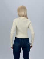Pulover scurt cu model torsade și fermoar - imagine 7
