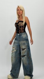 Jeans | Blug baggy cu rupturi - imagine 2