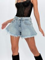 Jeans | Blug scurt evazat cu franjuri - imagine 3