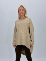 Pulover din tricot cu broderie florală și perle - imagine 4