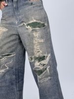 Jeans | Blug wide leg nisipiu imprimat rupturi - imagine 4