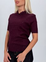 Pulover din tricot cu dantelă și mânecă scurtă - imagine 13