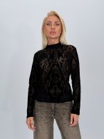 Bluză cu model imprimat din catifea - imagine 9