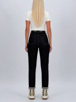 Jeans | Blug mom fit negru cu curea - imagine 2