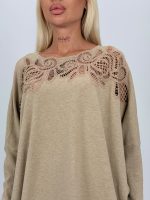 Pulover din tricot cu broderie tip mileu - imagine 3
