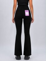 Pantalon push-up evazat negru - imagine 2