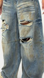 Jeans | Blug baggy cu rupturi - imagine 4