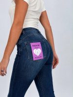 Jeans | Blug push-up evazat albastru - imagine 3