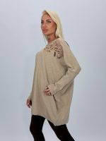Pulover din tricot cu broderie tip mileu - imagine 2
