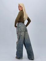 Jeans | Blug wide leg imprimat rupturi - imagine 7