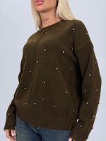 Pulover din tricot cu ștrasuri aplicate - imagine 12