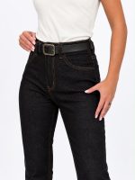 Jeans | Blug mom fit negru cu curea - imagine 4