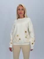 Pulover din tricot cu broderie florală