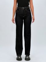 Jeans loose fit negru cu curea