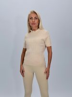 Pulover din tricot cu dantelă și mânecă scurtă