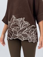 Pulover din tricot cu mânecă 3/4 și broderie aplicată - imagine 5