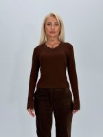 Bluză termică cu decolteu în V și dantelă - imagine 30