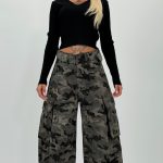 Jeans | Blug cargo cu imprimeu army