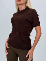 Pulover din tricot cu dantelă și mânecă scurtă - imagine 16