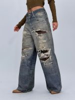 Jeans | Blug wide leg imprimat rupturi - imagine 4